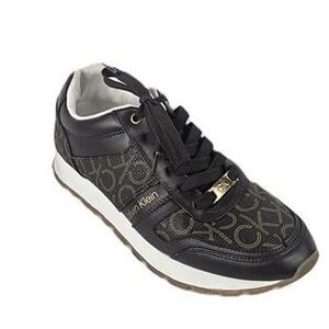 Calvin Klein KCCLERY CK Monogram Logo Sneaker Women's Size 8 Black Brown Gold
